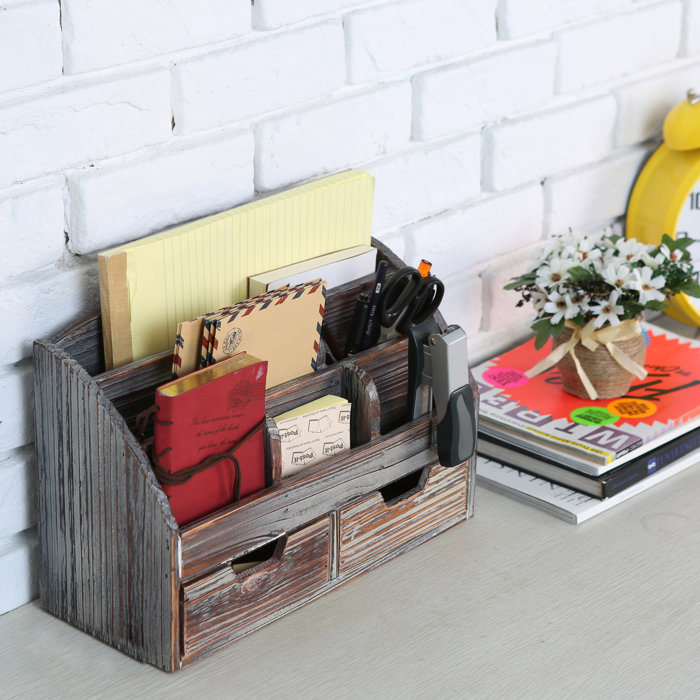 Rosalind Wheeler Krehbiel 6 Compartment Office Supplies Desk